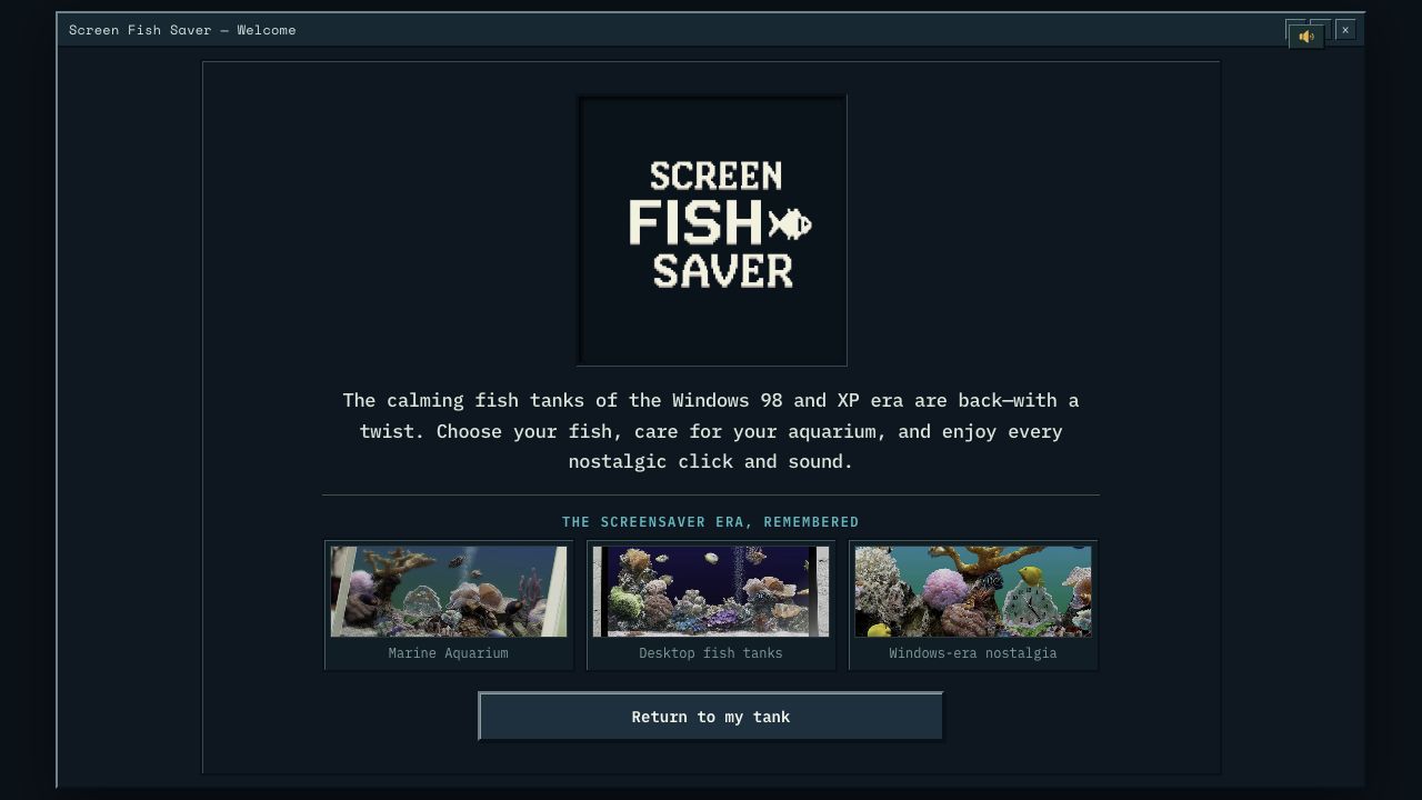Screen Fish Saver desktop welcome screen